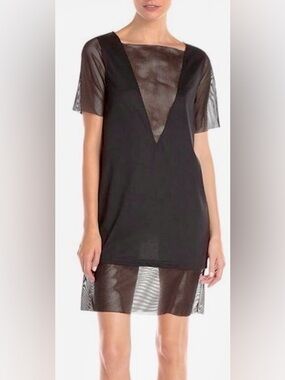 Cheap Monday Black Short T-Shirt Dress with Mesh Details Size S Goth Punk Rare